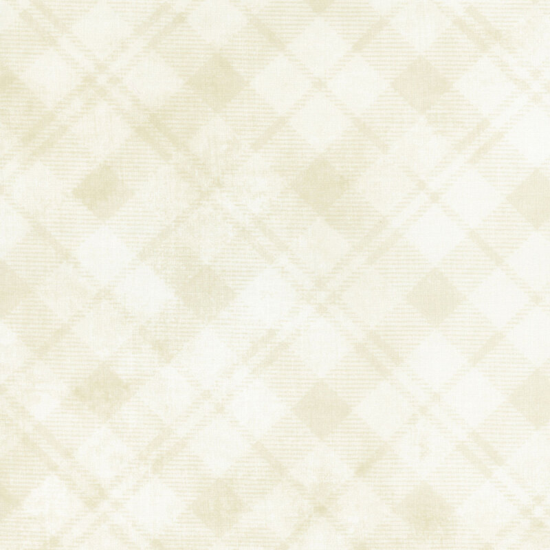 Light cream-colored background with a subtle, textured plaid pattern.