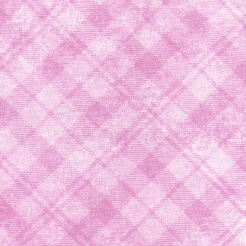 Pink plaid pattern with subtle textures and a soft, faded appearance.