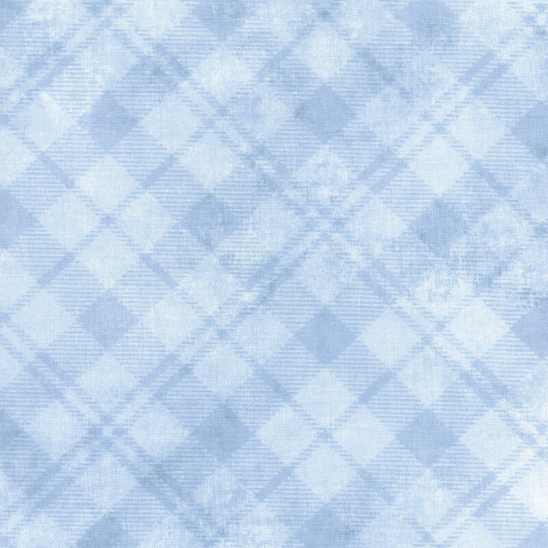 Light blue plaid pattern with diamonds and stripes, creating a soft, textured background.