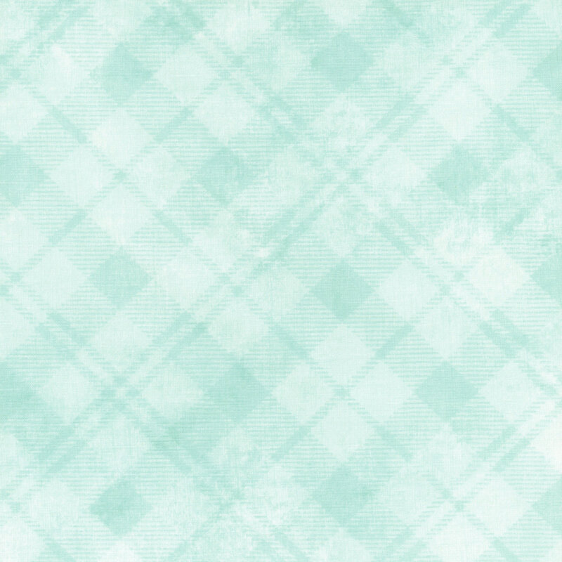 Light mint green background with a subtle diagonal plaid pattern of diamonds and stripes.