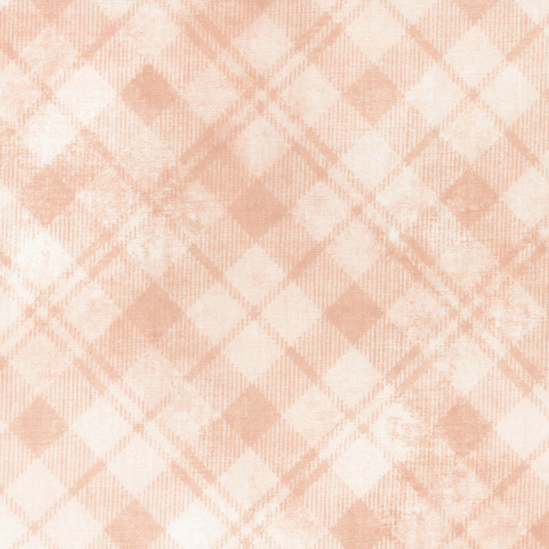 Light pink plaid pattern with faded textures and subtle diagonal lines.