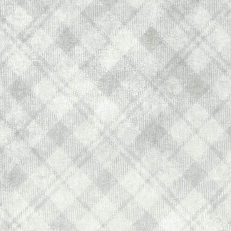 Light gray plaid fabric with diagonal lines and diamond shapes. Subtle texture throughout.