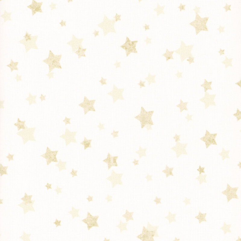White fabric with light tan scattered stars.