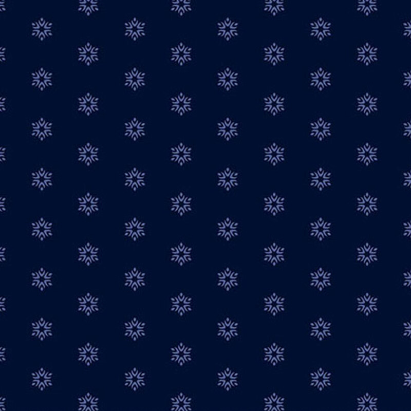 A dark blue fabric with tonal cornflower blue starbursts.