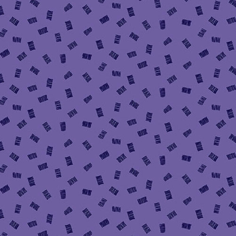 A bright iris blue fabric with tonal rectangular line clusters.