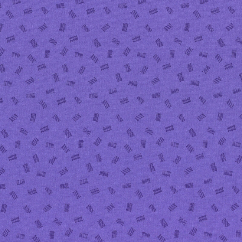 A bright iris blue fabric with tonal rectangular line clusters.