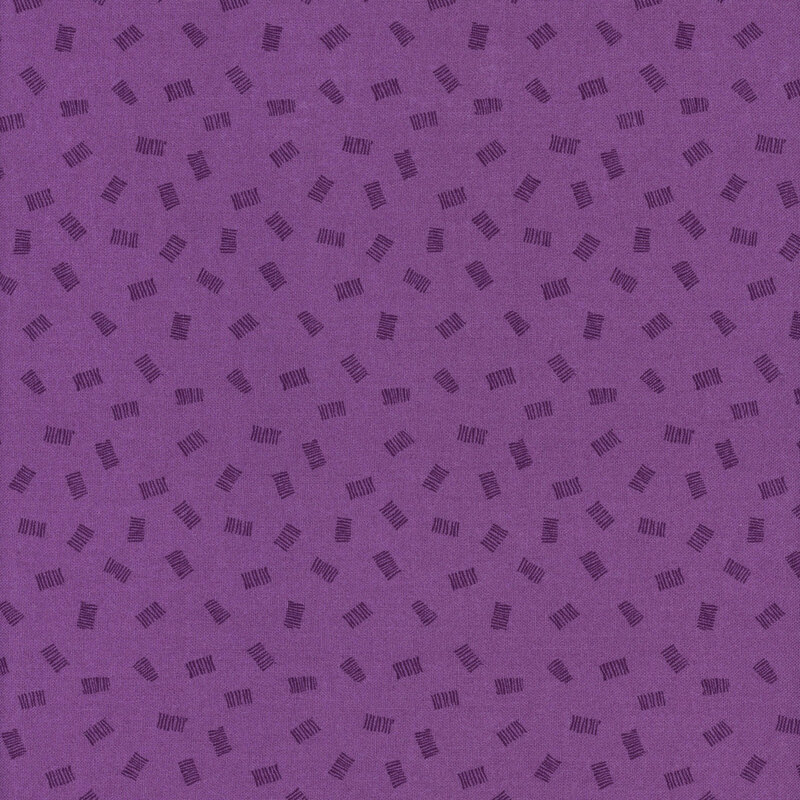 A plum purple fabric with tonal rectangular line clusters.