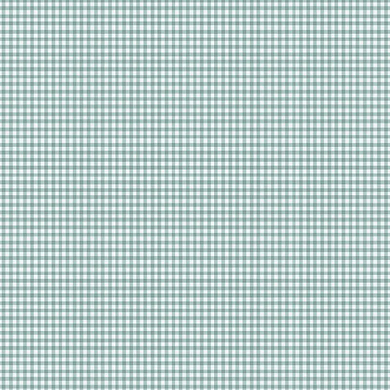 Teal and white gingham fabric