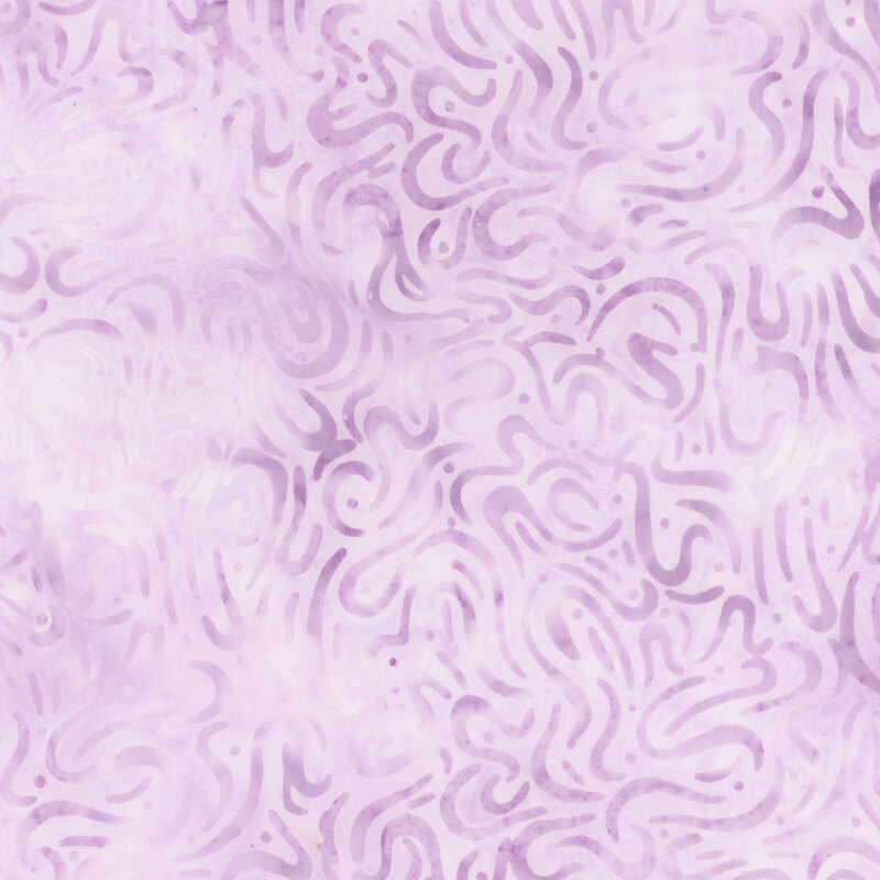 Abstract pattern of swirling lines in shades of light purple on a soft background.
