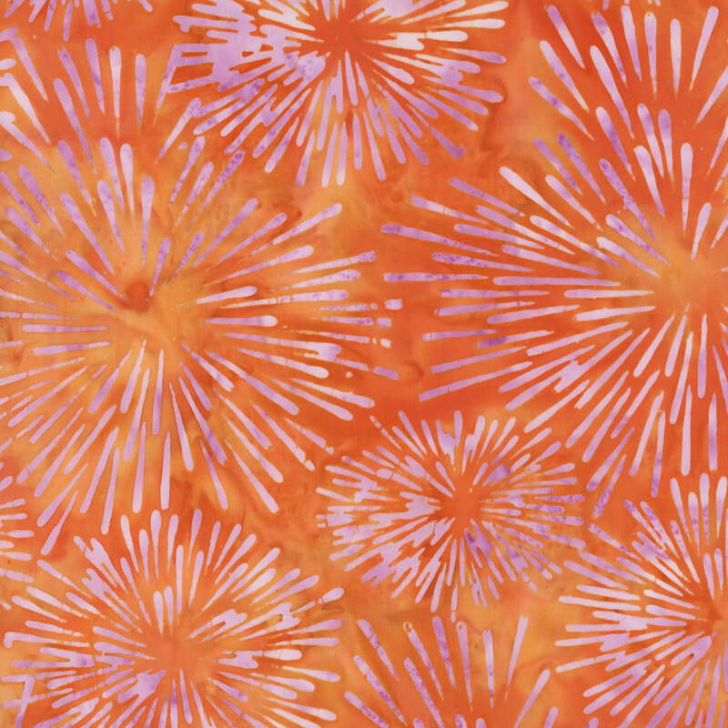 Abstract pattern featuring vibrant orange and pink starburst shapes on a textured background.