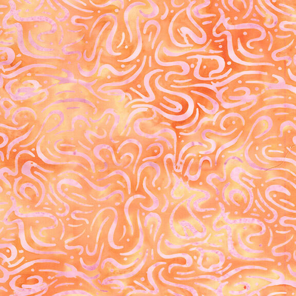 Abstract orange patterned background with swirling lines and soft pink accents.