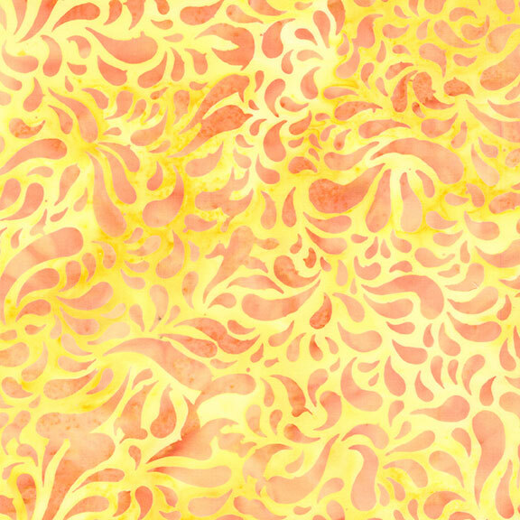 Abstract pattern of swirling shapes in shades of yellow and orange on a light background.