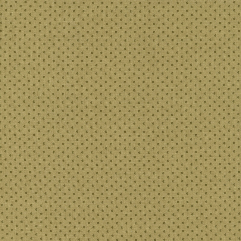 Olive green fabric with tiny, tonal textured shapes.