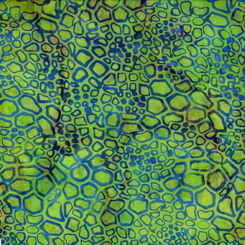 Green abstract pattern featuring interconnected shapes in darker green and blue tones.