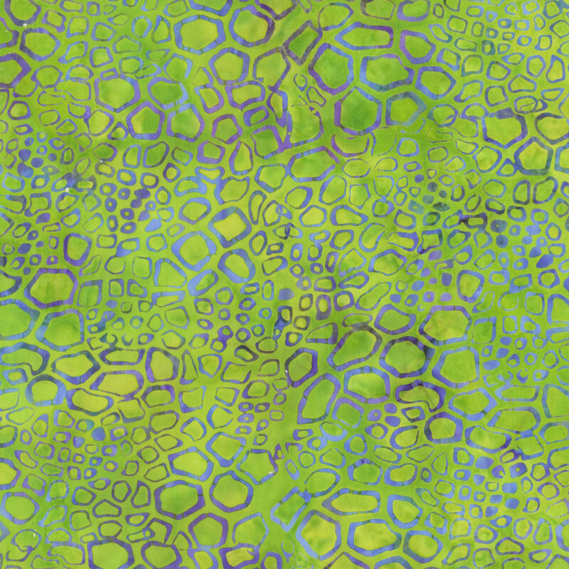 Green abstract pattern featuring interconnected shapes in darker green and blue tones.