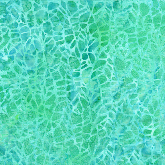 Abstract fabric in varying shades of green, resembling a network of organic shapes.