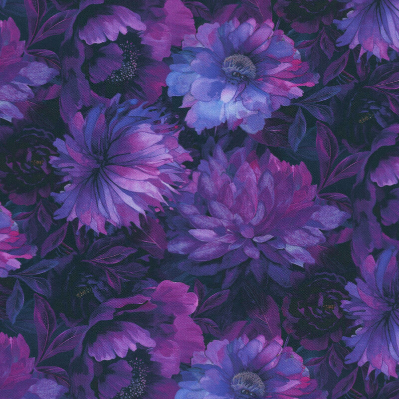  Fabric covered in large purple flowers