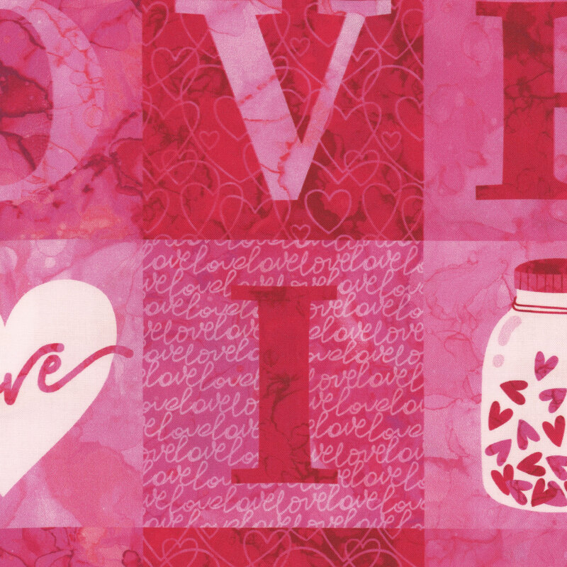 Hearts and love-filled sayings in vibrant red, pink and white as part of the Forever Love collection.