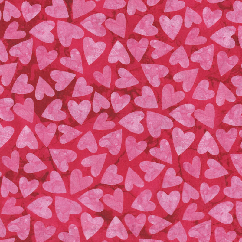 Soft and vibrant pink hearts scattered against a red background from the Forever Love collection.