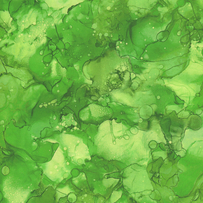 Mottled shamrock green watercolor fabric