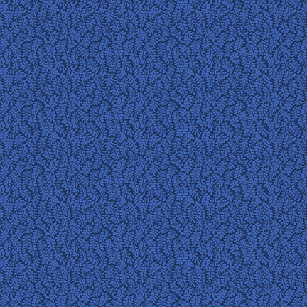 Navy ble fabric covered in a tonal leafy fern pattern.