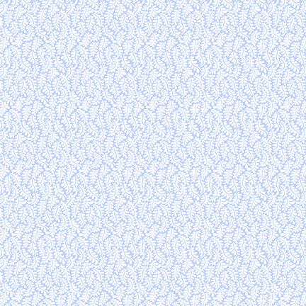 Periwinkle blue fabric covered in a leafy fern pattern.