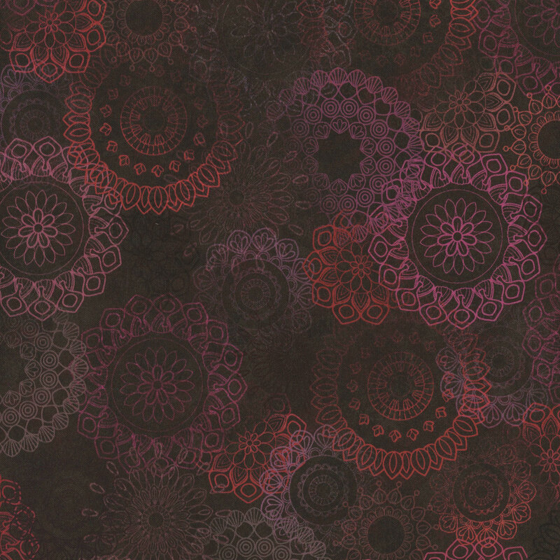 Black fabric with a large ornamental flower pattern