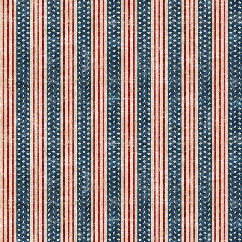 Pattern of alternating red and white stripes with blue sections featuring white stars.