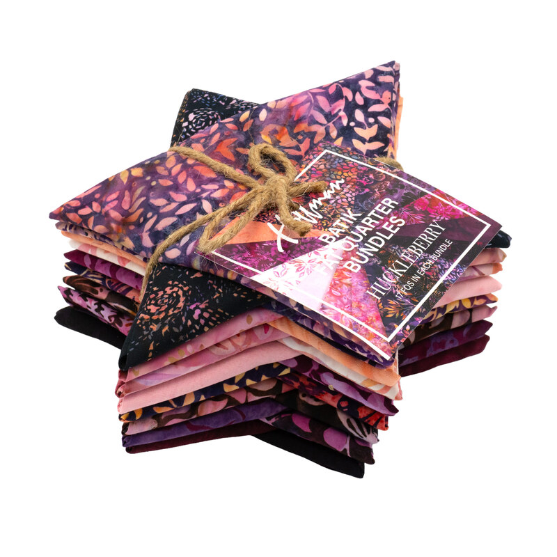The Bali Batiks - Huckleberry Haven Fat Quarter Bundle in its star shaped packaging, isolated on a white background.