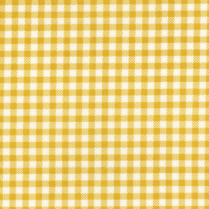 Cream and mustard yellow textured gingham fabric.
