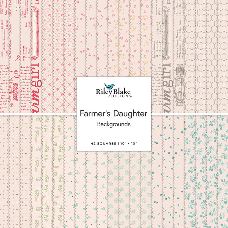 A collage of fabrics in the Farmer's Daughter - Backgrounds featuring various cream prints.