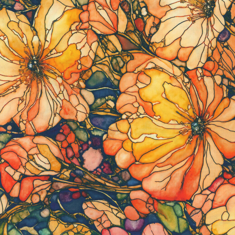 Pastel pink and peach flowers with cool toned accents.