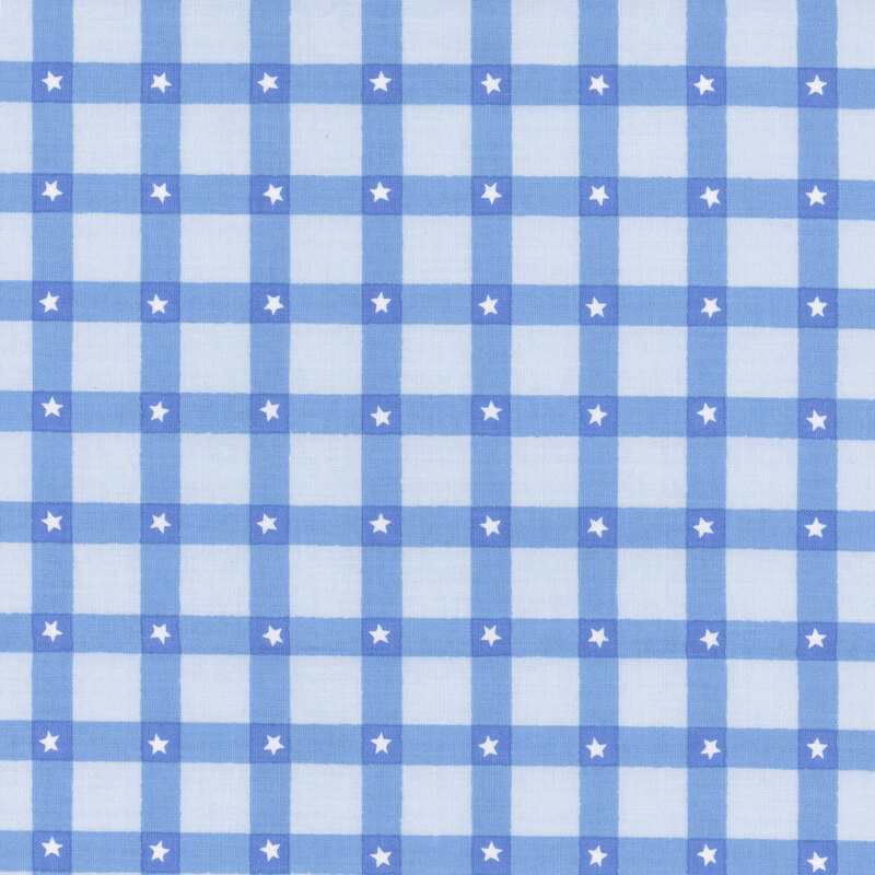 Light blue checkered pattern with small white stars in each square.