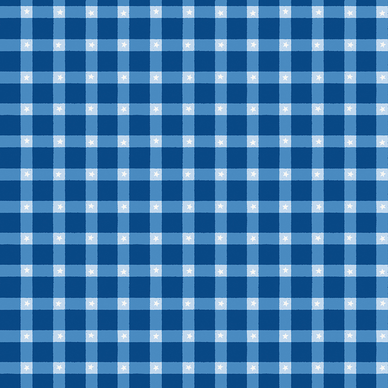 Blue plaid pattern featuring alternating dark and light blue squares with white accents.