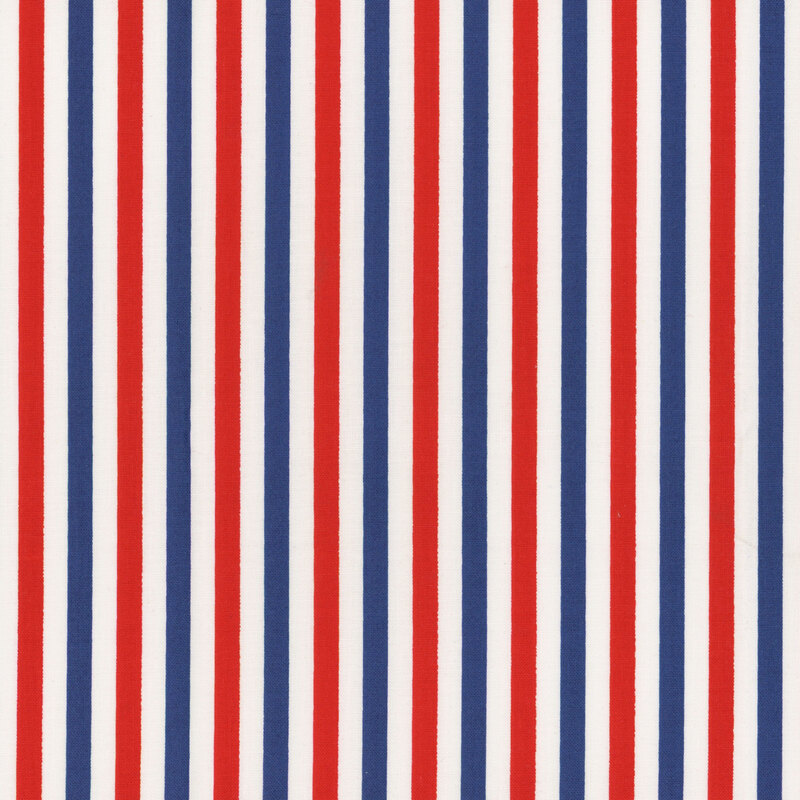 Vertical stripes in red, white, and blue on a white background create a vibrant, colorful pattern.
