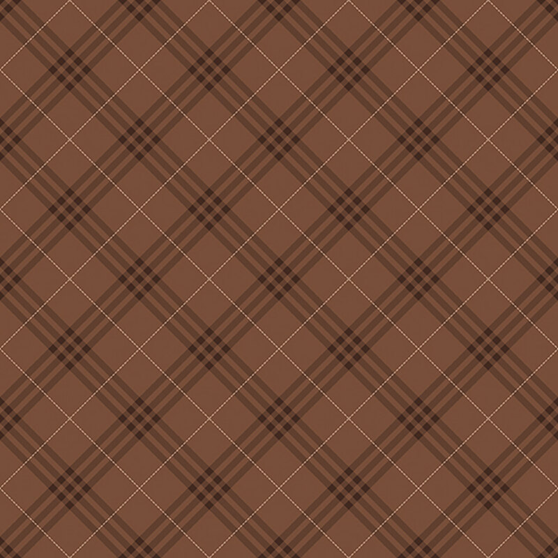 Brown plaid pattern with thin black lines creating a crisscross design.