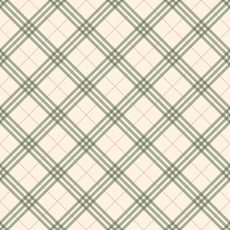 A checkered pattern with green and beige lines intersecting on a light background.