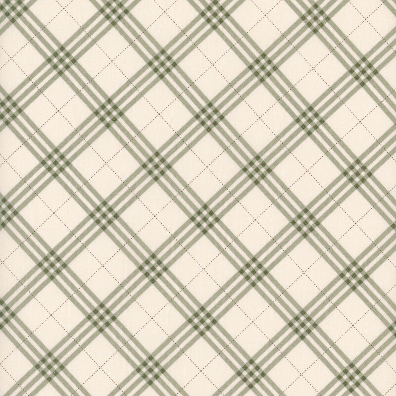 A checkered pattern with green and beige lines intersecting on a light background.
