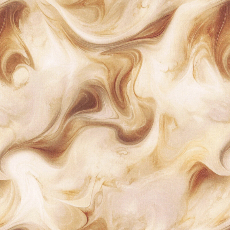Abstract swirling pattern in soft beige and warm brown tones, creating a fluid, marbled effect.