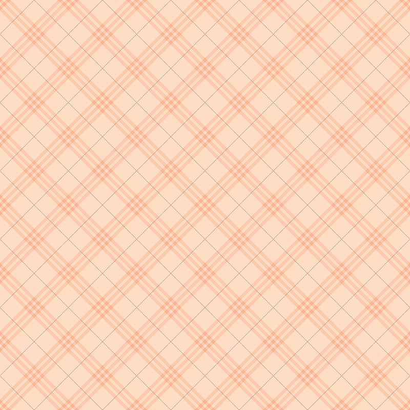 Light peach background with a subtle crisscross plaid pattern in darker peach lines.