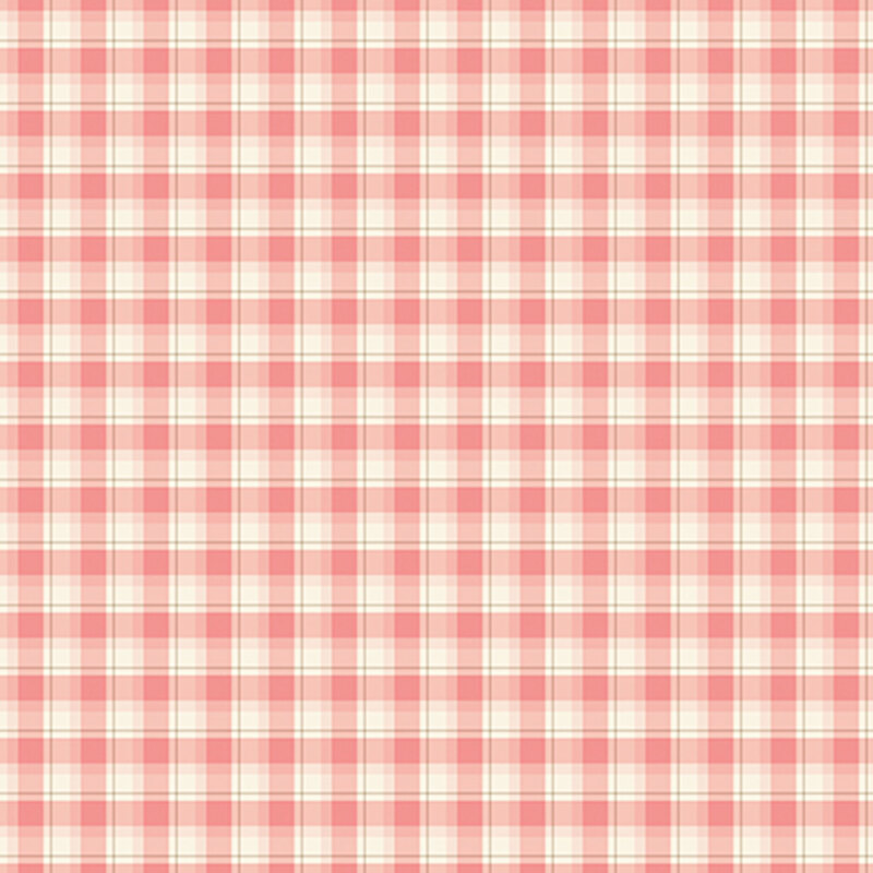 Light coral pink and cream plaid fabric.