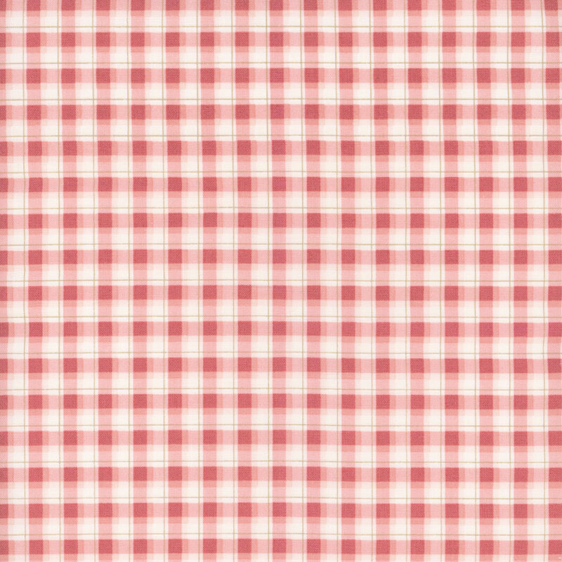 Light coral pink and cream plaid fabric.
