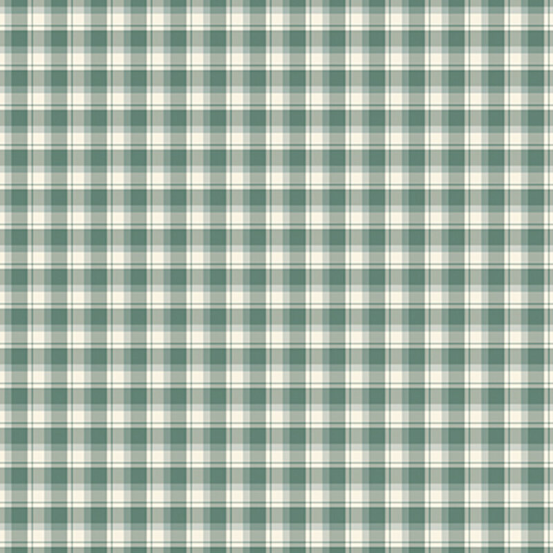 Teal green and cream plaid fabric.
