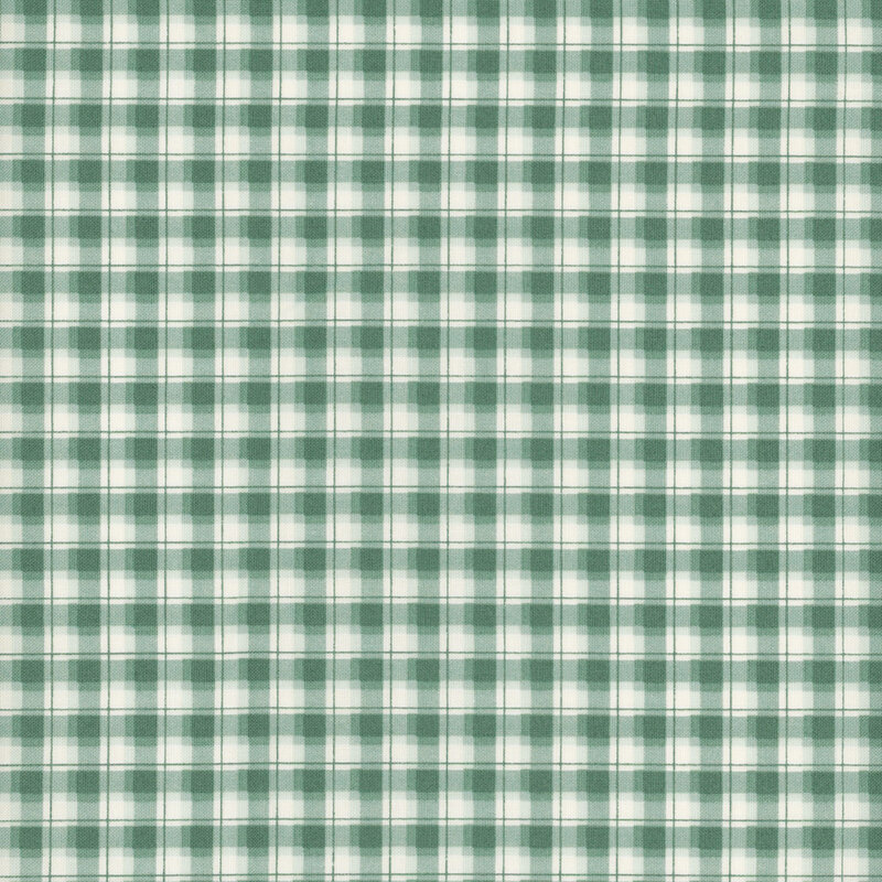 Teal green and cream plaid fabric.