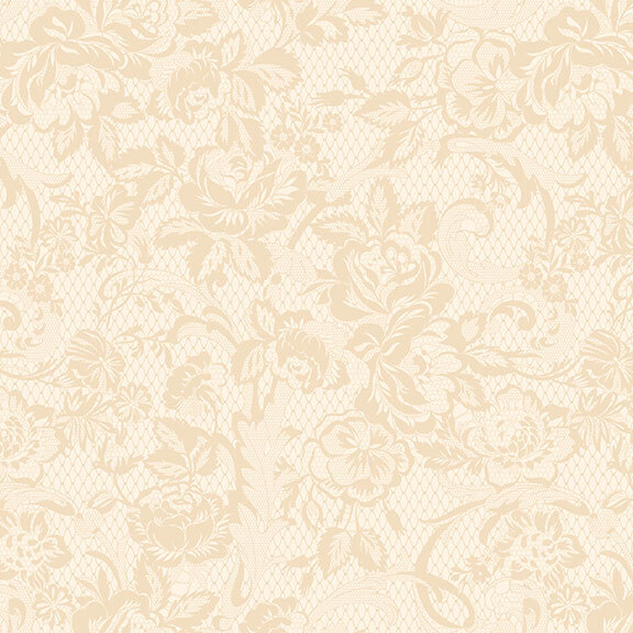 Tonal cream floral lace pattern with intricate white flowers and leaves throughout.