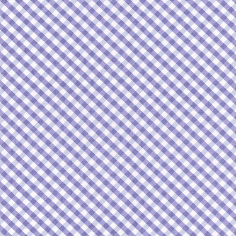Soft blue and white gingham fabric swatch.