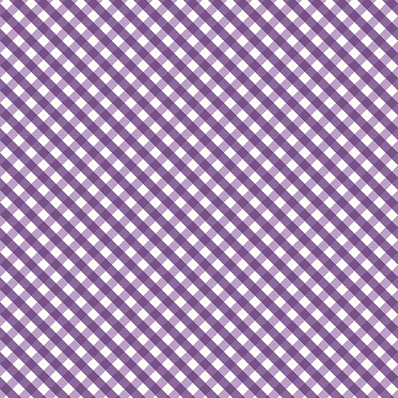 Grape purple and white gingham fabric swatch.