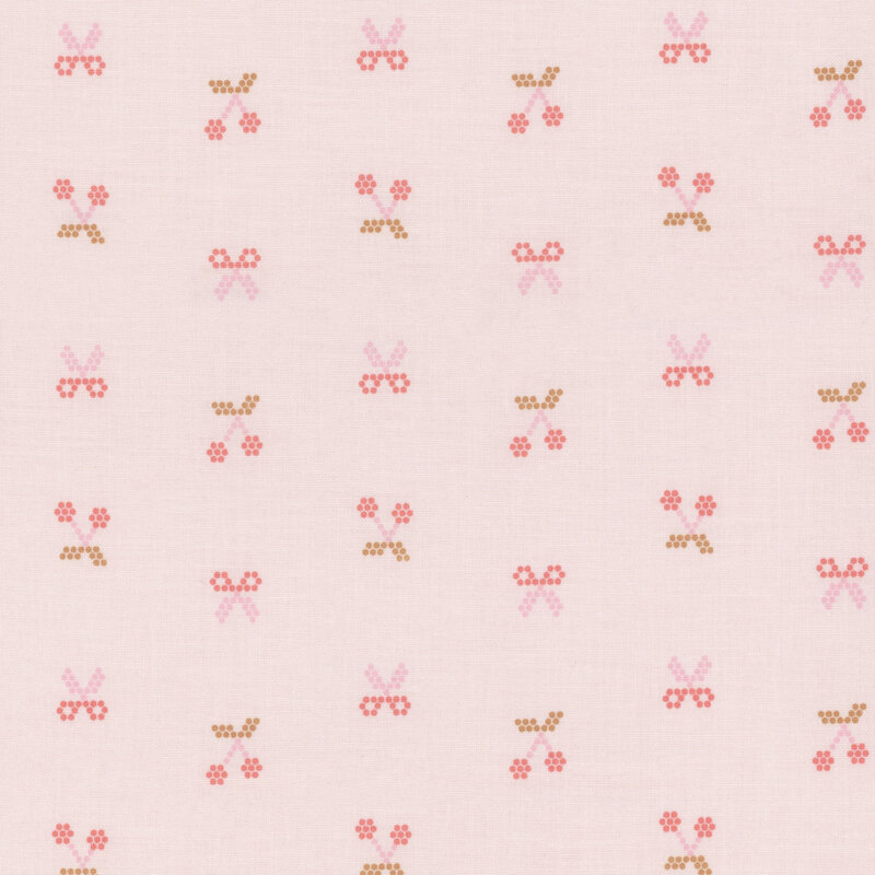 Repeating pattern of pink glasses, bows, and floral motifs on a light pink background.