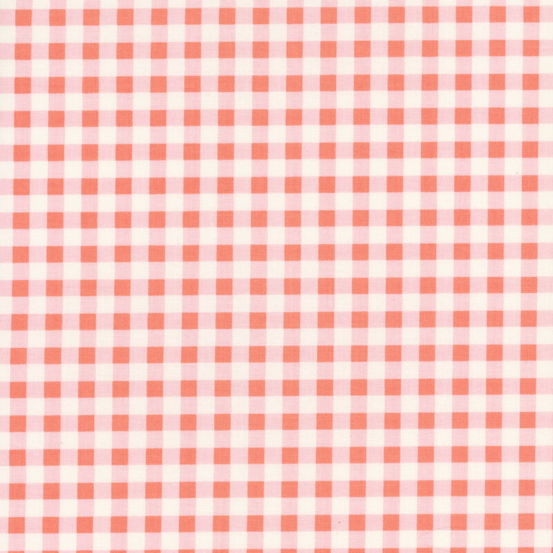 A red and white gingham pattern with evenly spaced squares.