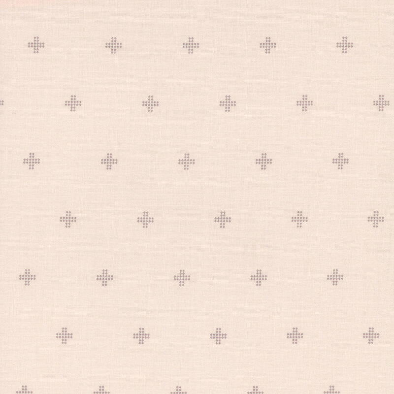 Light beige fabric with a regular pattern of small gray plus signs.